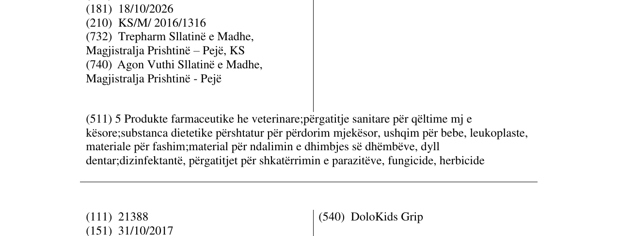 Zëri i markës Phenocillin në buletin
