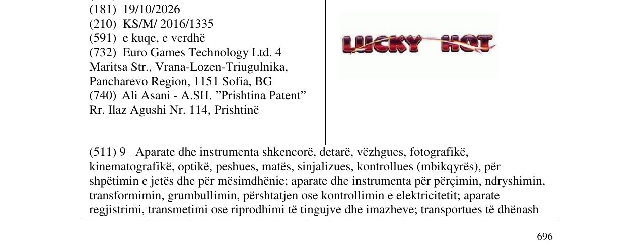Zëri i markës LUCKY Hot në buletin