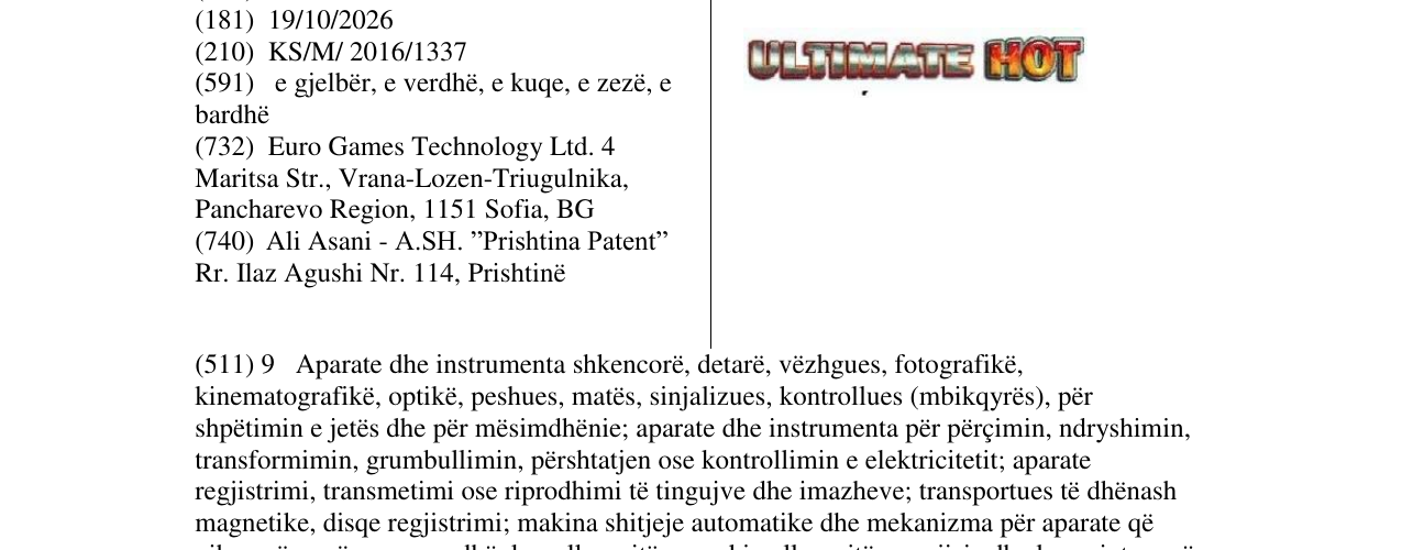 Zëri i markës ULTIMATE HOT në buletin