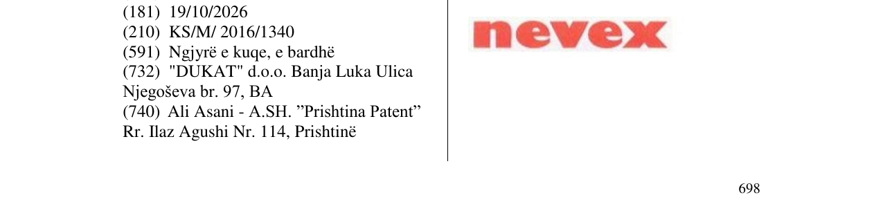Zëri i markës nevex në buletin