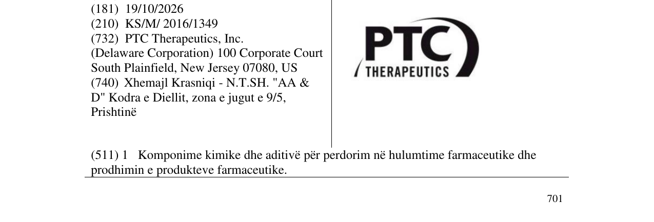 Zëri i markës PTC THERAPEUTICS në buletin
