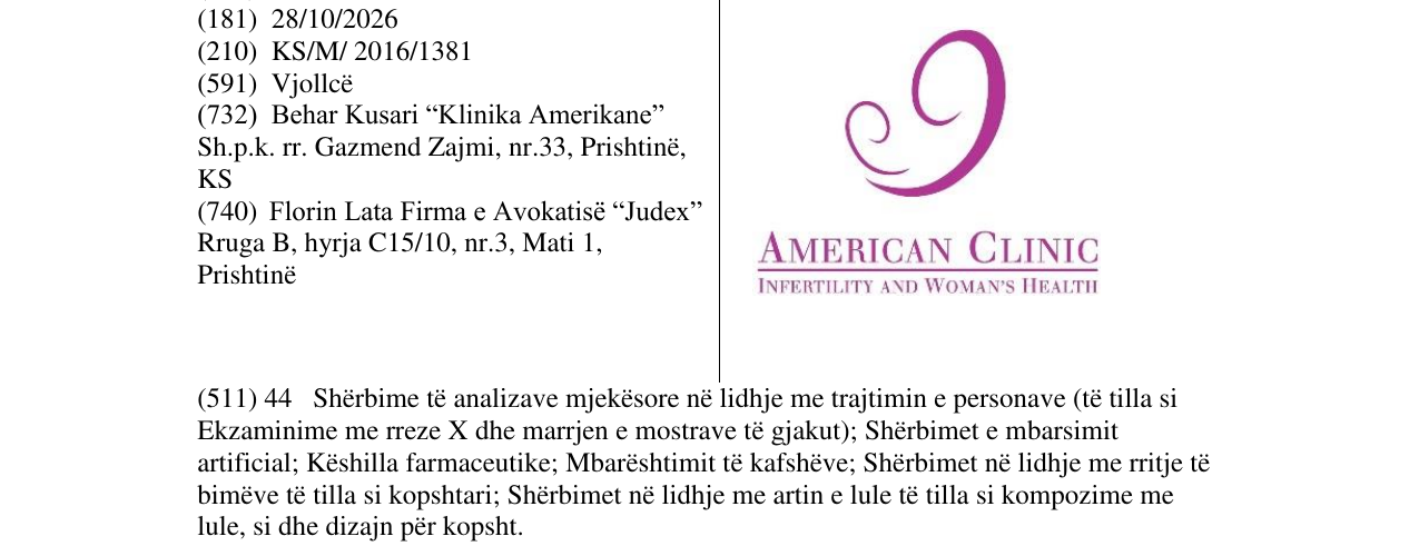 Zëri i markës AMERIKAN CLINIC në buletin