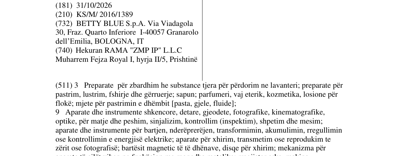 Zëri i markës ELISABETTA FRANCHI në buletin