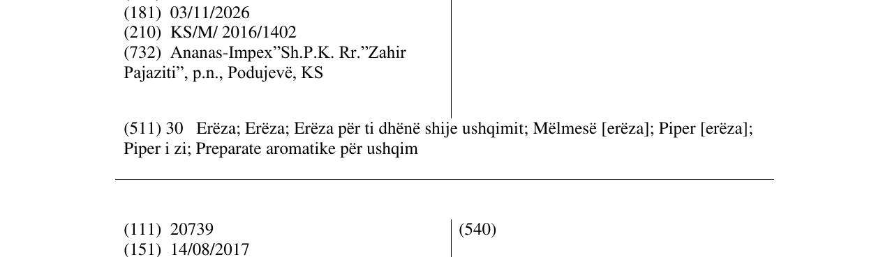 Zëri i markës BESIANA në buletin