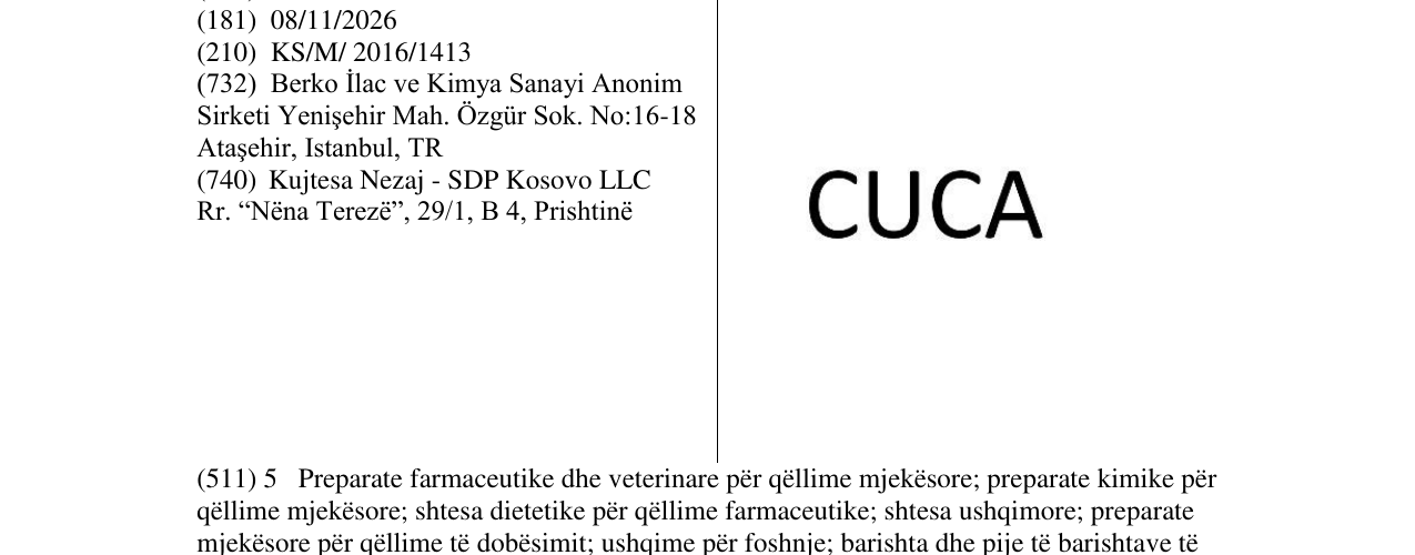 Zëri i markës CUCA në buletin