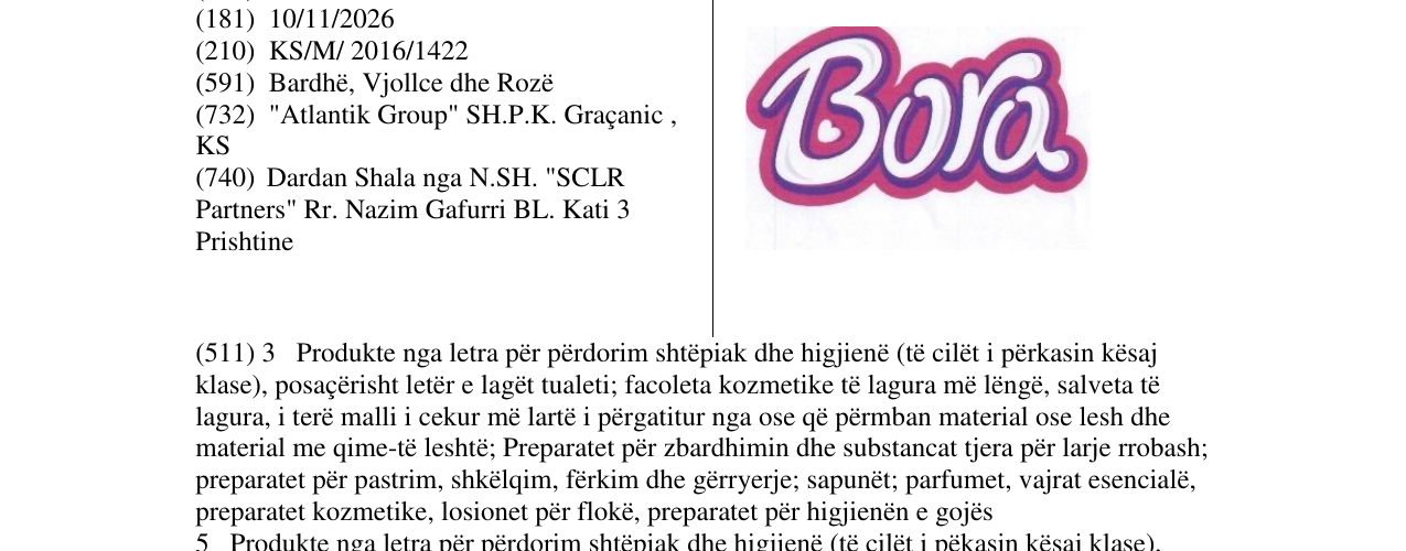 Zëri i markës Bora në buletin
