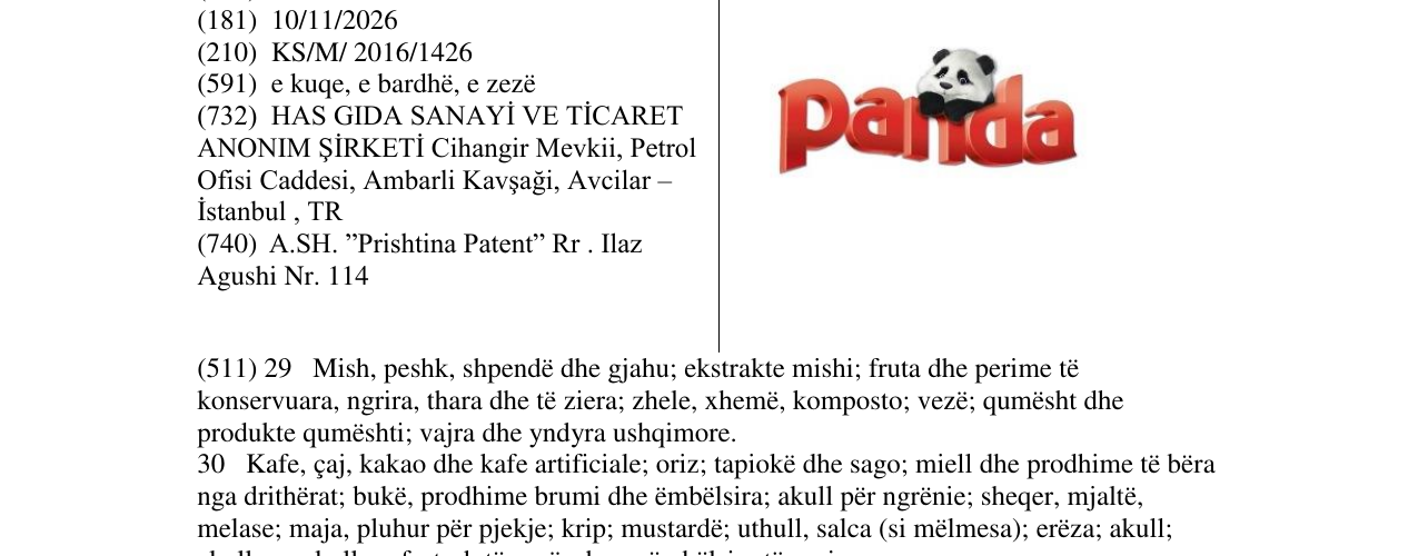 Zëri i markës Panda në buletin