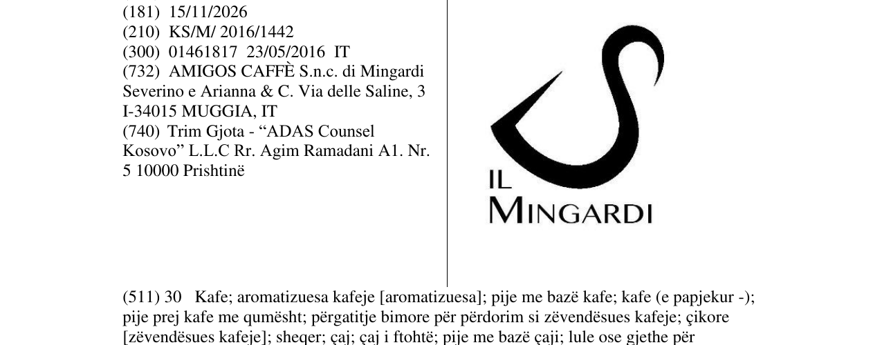 Zëri i markës IL MINGARDI në buletin