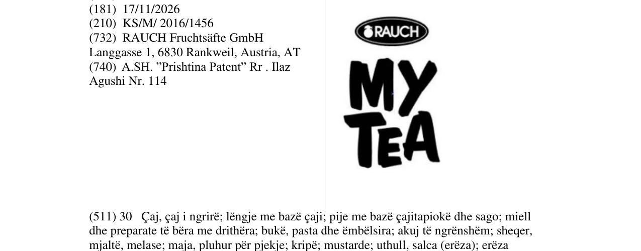 Zëri i markës RAUCH MY TEA në buletin
