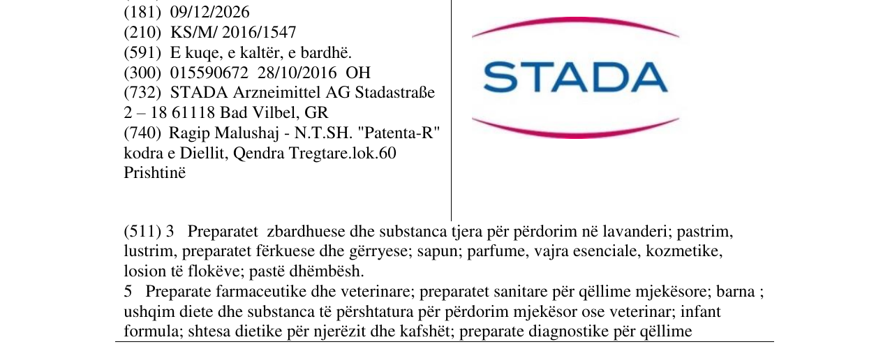 Zëri i markës STADA në buletin