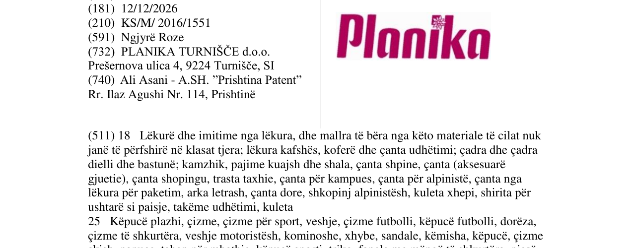 Zëri i markës Planika në buletin