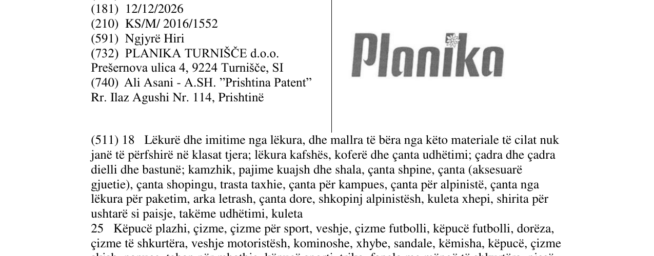 Zëri i markës Planika në buletin