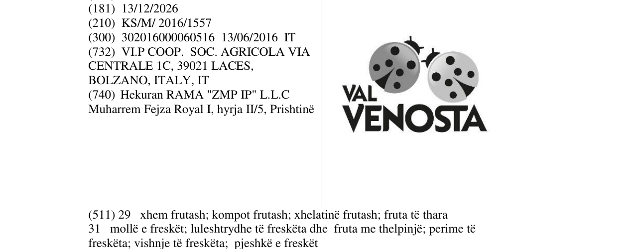 Zëri i markës VAL VENOSTA në buletin