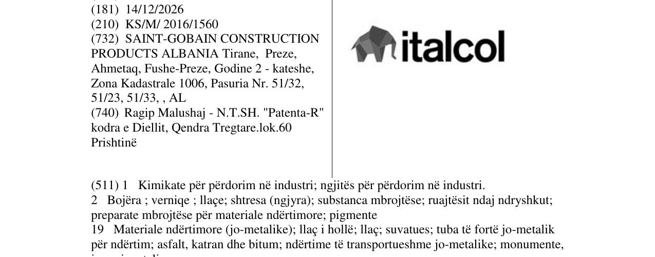 Zëri i markës italcol në buletin