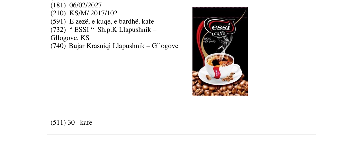 Zëri i markës essi caffe në buletin