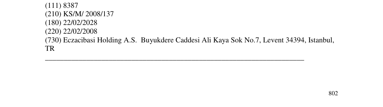Zëri i markës ECZACIBASI në buletin