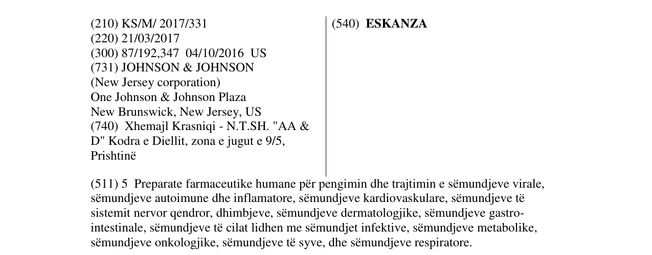 Zëri i markës ESKANZA në buletin