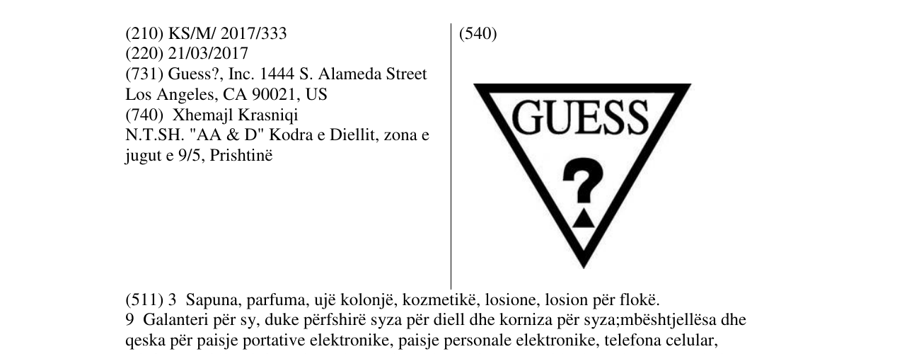 Zëri i markës GUESS në buletin