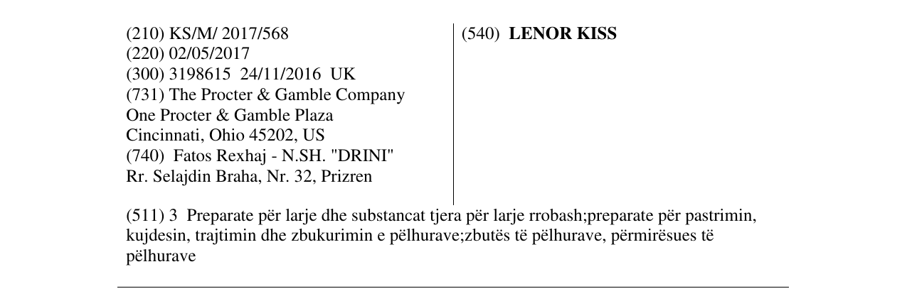 Zëri i markës LENOR KISS në buletin