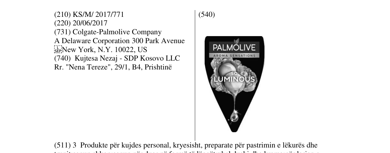 Zëri i markës PALMOLIVE LUMINOUS në buletin