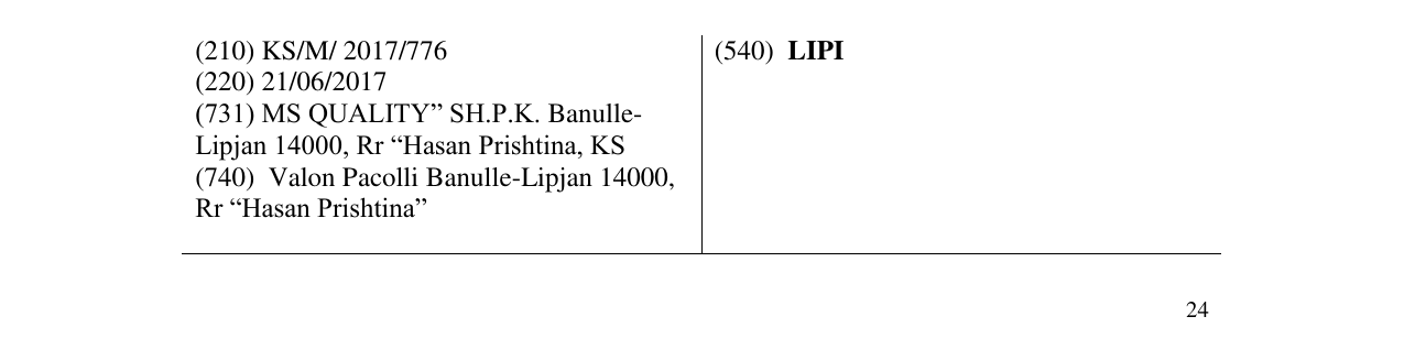 Zëri i markës LIPI në buletin