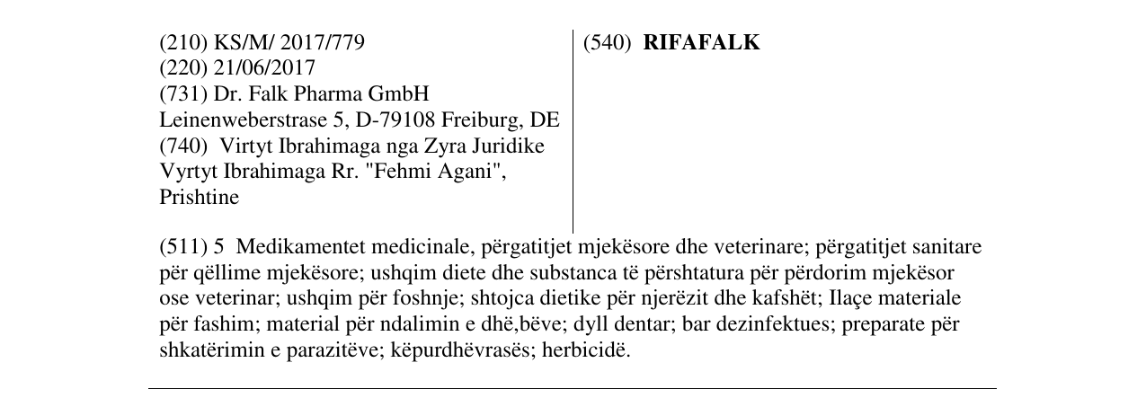 Zëri i markës RIFAFALK në buletin