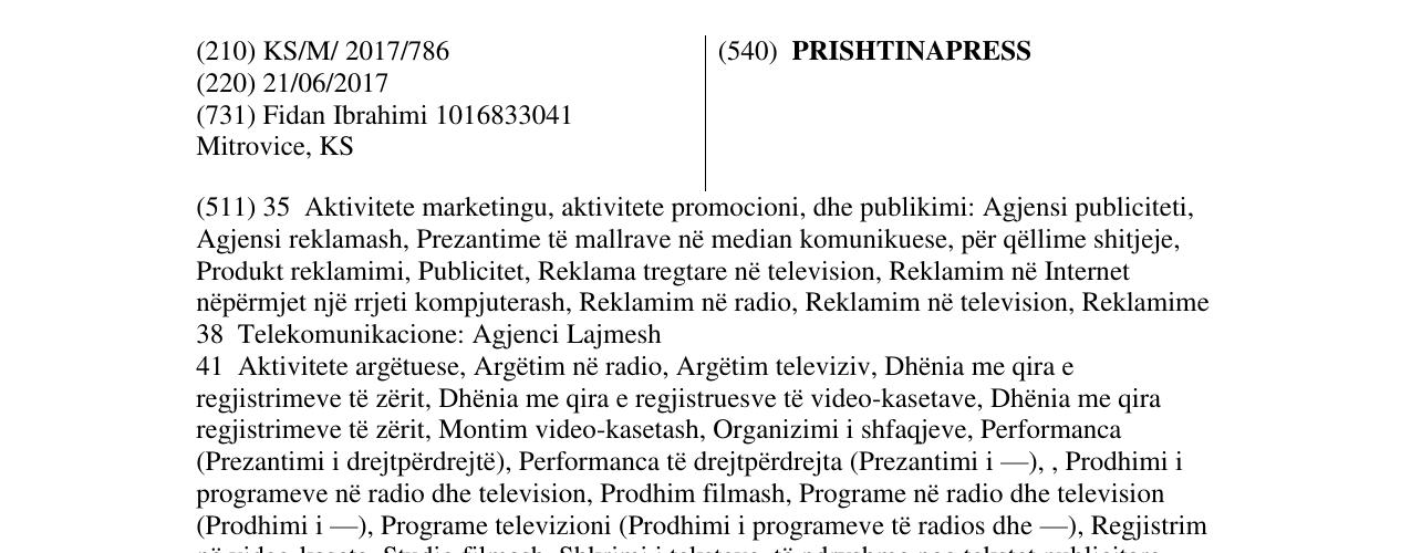 Zëri i markës PRISHTINAPRESS në buletin