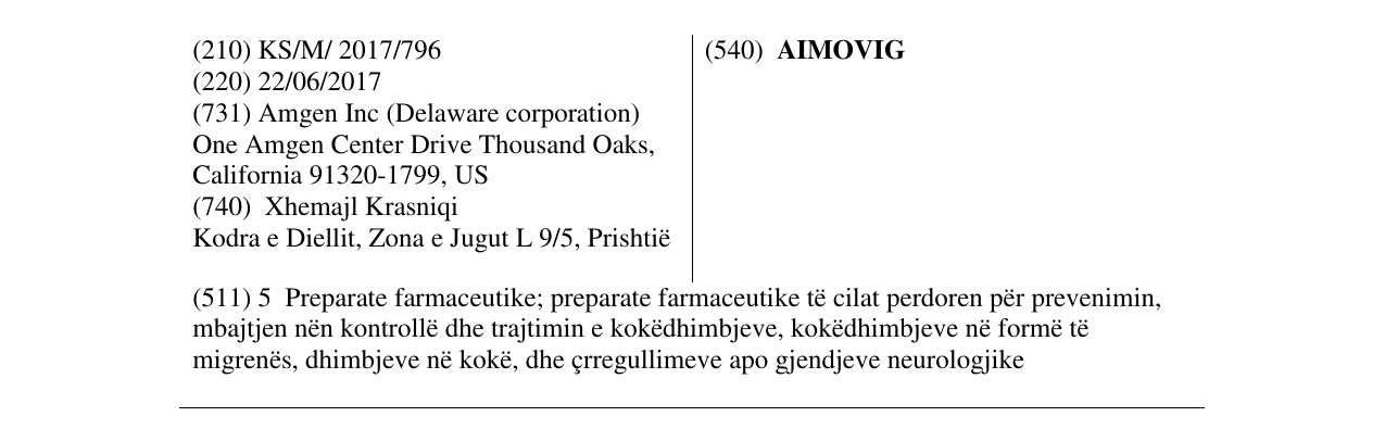 Zëri i markës AIMOVIG në buletin
