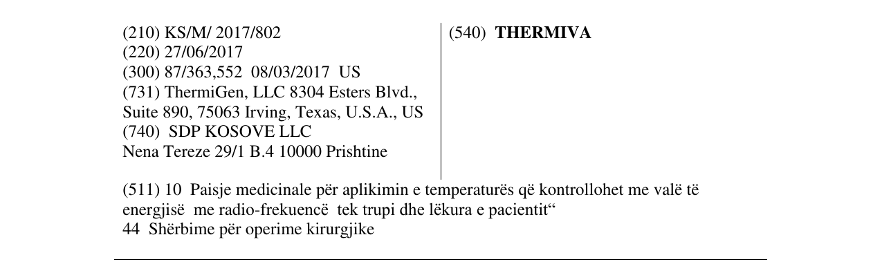 Zëri i markës THERMIVA në buletin