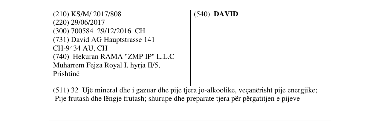 Zëri i markës DAVID në buletin