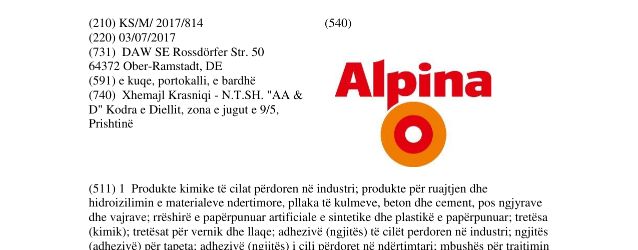 Zëri i markës Alpina në buletin