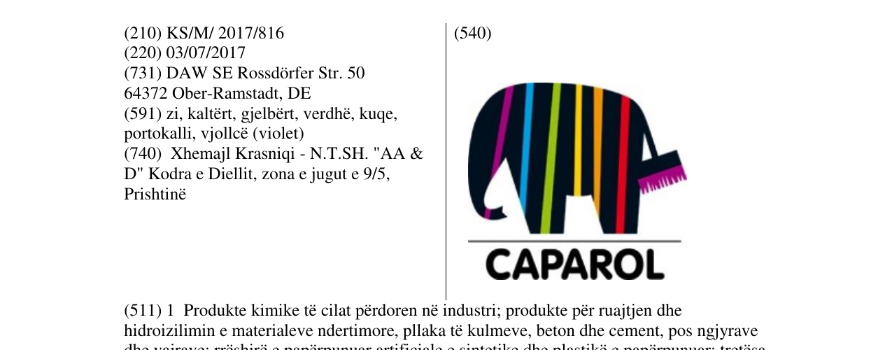 Zëri i markës CAPAROL në buletin