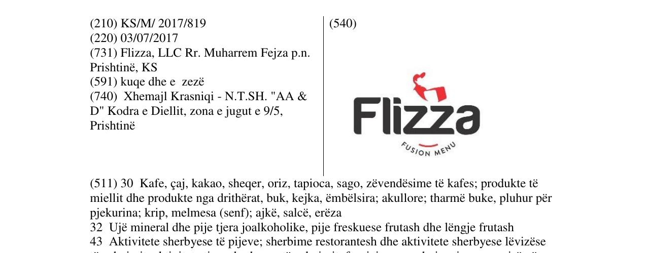 Zëri i markës Flizza në buletin