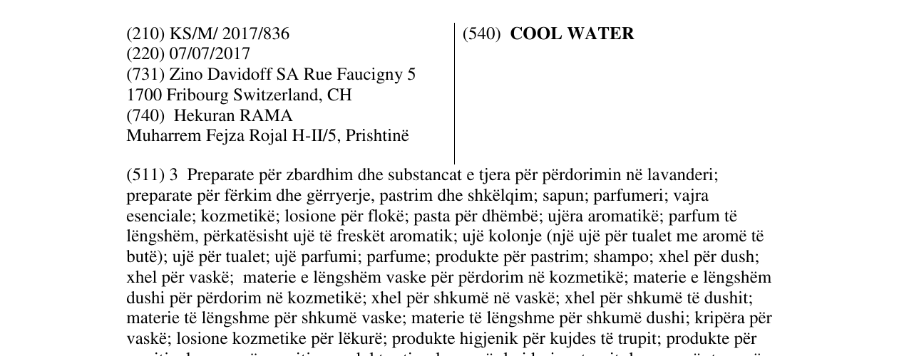 Zëri i markës COOL WATER në buletin
