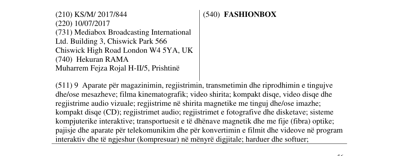 Zëri i markës FASHIONBOX në buletin