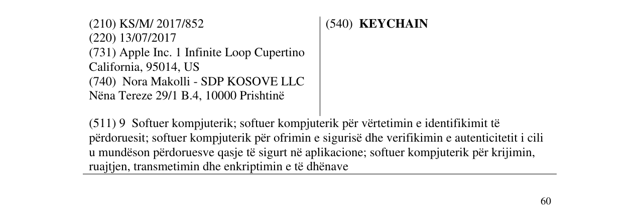 Zëri i markës KEYCHAIN në buletin