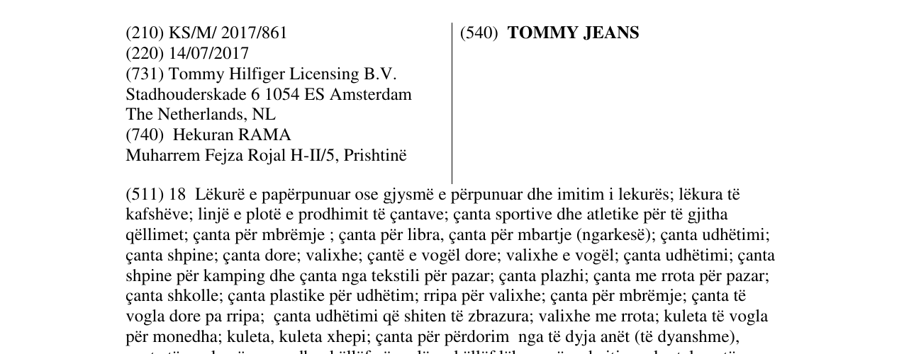 Zëri i markës TOMMY JEANS në buletin