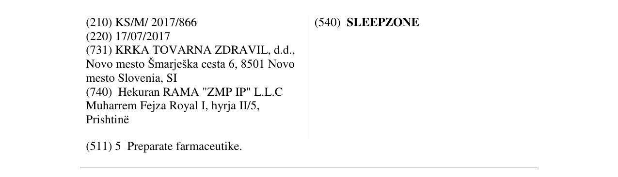 Zëri i markës SLEEPZONE në buletin