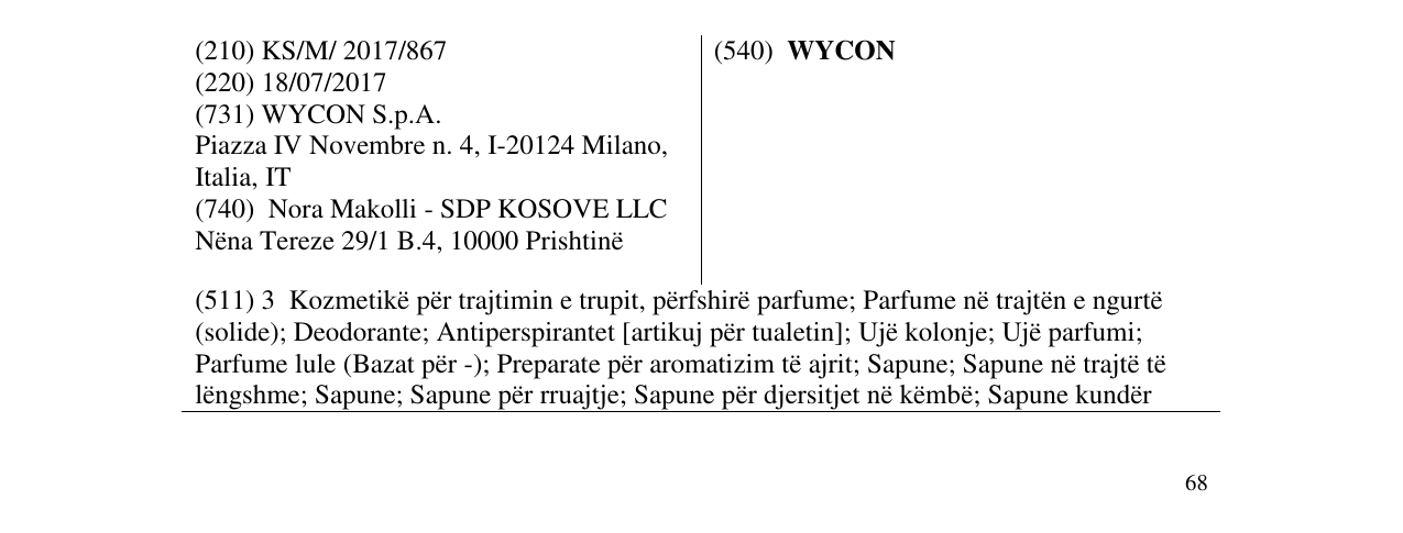 Zëri i markës WYCON në buletin