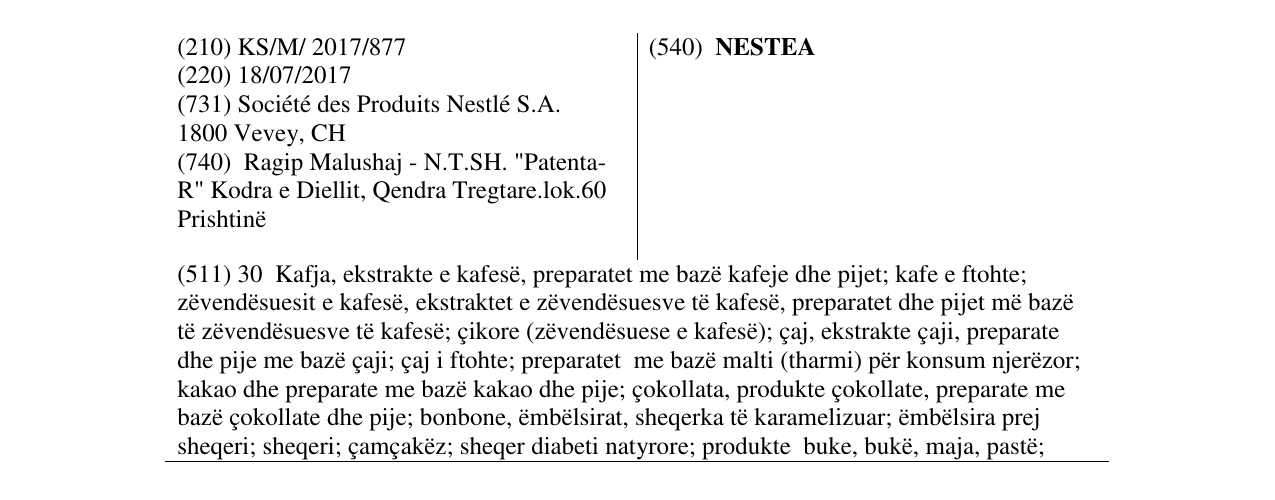 Zëri i markës NESTEA në buletin