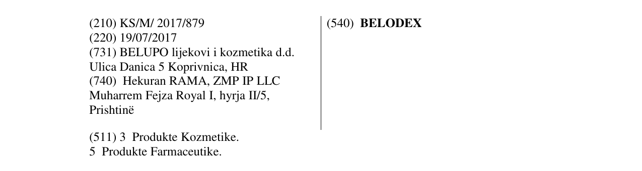 Zëri i markës BELODEX në buletin