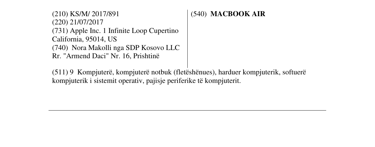 Zëri i markës MACBOOK AIR në buletin