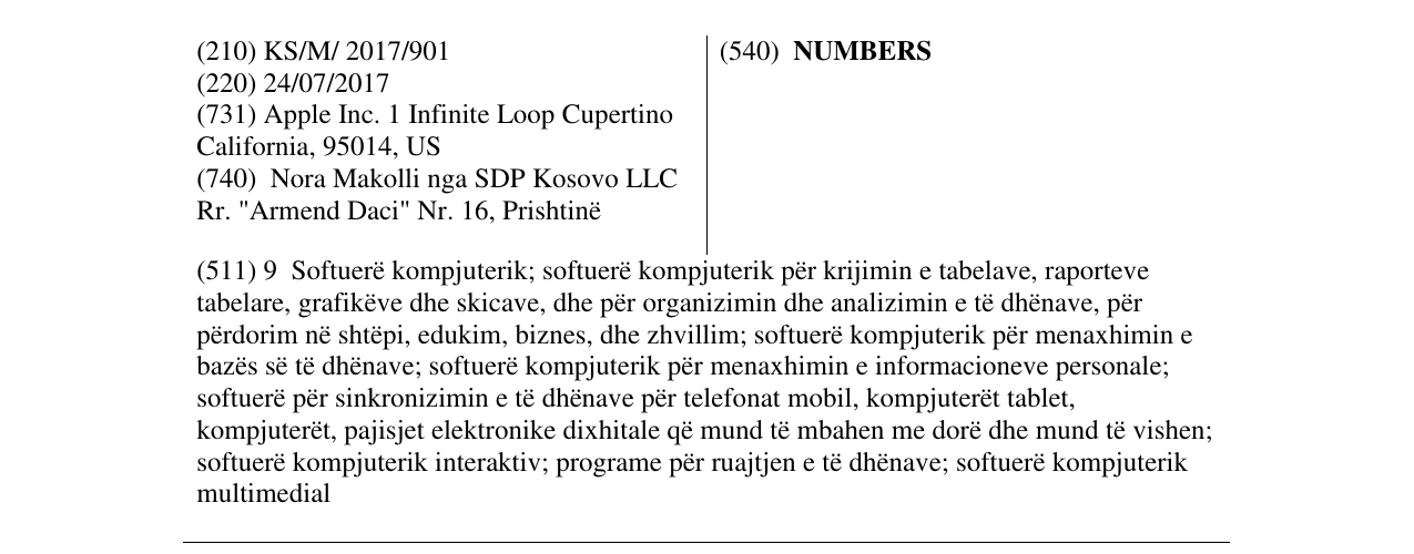 Zëri i markës NUMBERS në buletin