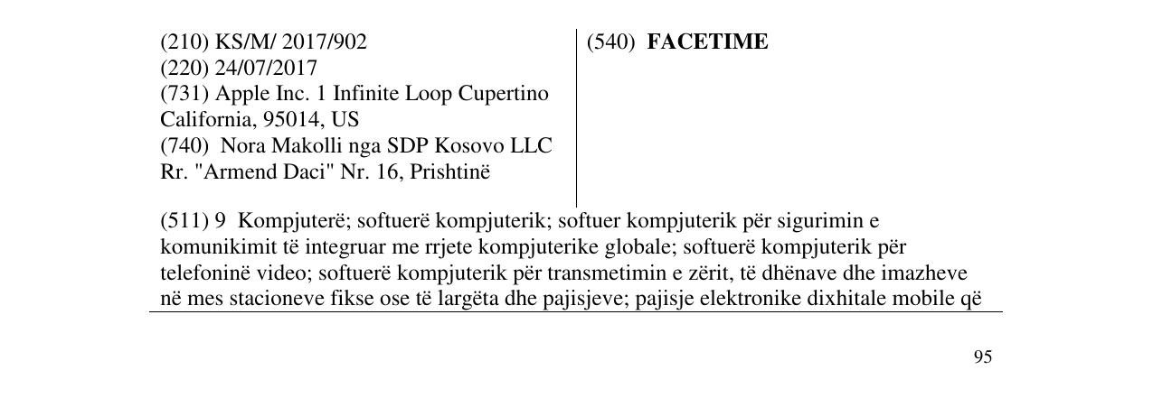 Zëri i markës FACETIME në buletin
