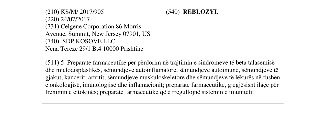 Zëri i markës REBLOZYL në buletin
