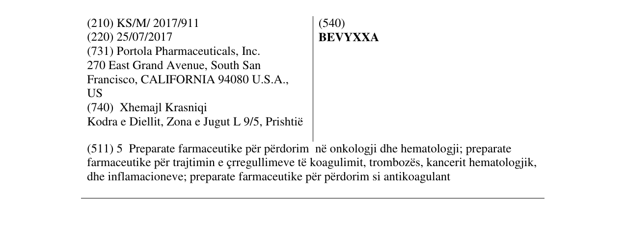 Zëri i markës BEVYXXA në buletin