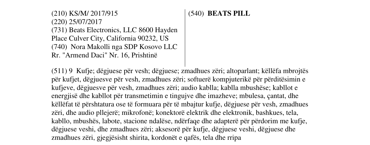 Zëri i markës BEATS PILL në buletin