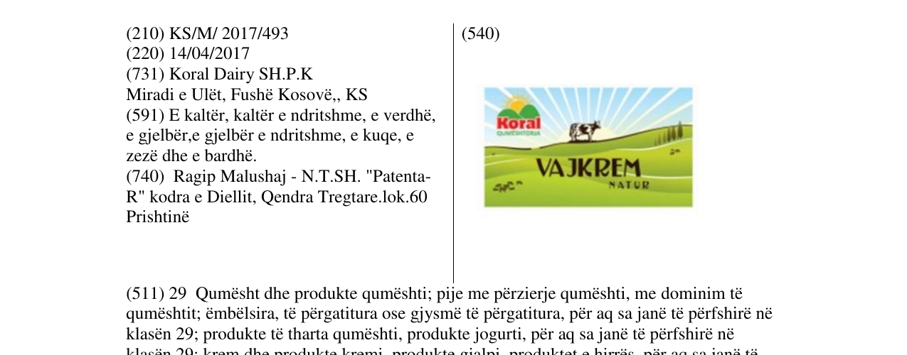 Zëri i markës VAJKREM në buletin