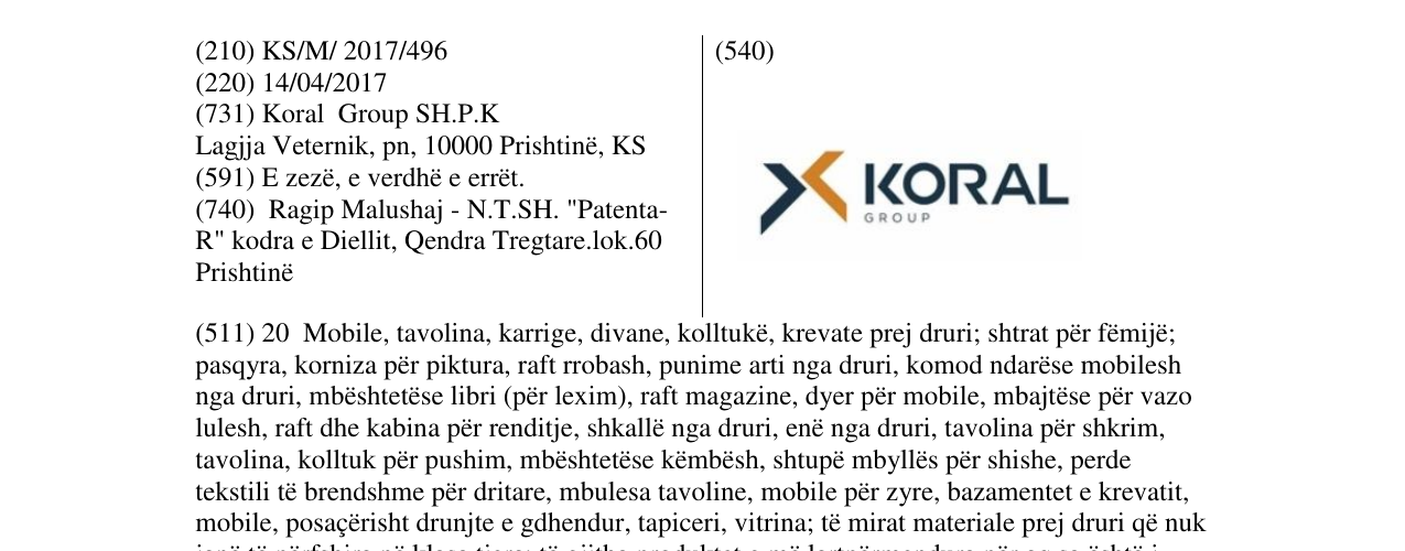 Zëri i markës KORAL GROUP në buletin