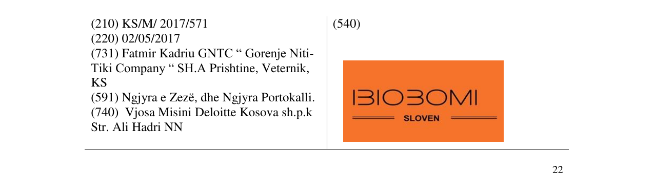 Zëri i markës BIOBOMI SLOVEN në buletin